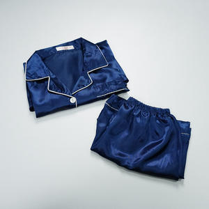 Conjuntos de pijamas de mujer de seda helada de color sólido al por mayor, ropa de dormir de manga corta para mujer, pantalones cortos de satén, conjunto de ropa de dormir para fiesta - Product Image 6