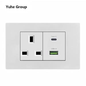 Prise murale USB standard britannique, panneau de prise électrique, type 118, prise murale 6 broches, interrupteur mural - Product Image 1