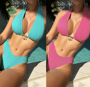 Set Bikini Sexy in Metallo, Costume da Bagno Brasiliano Push-up con Perizoma, Abbigliamento da Spiaggia Brasiliano 2025, Costume da Bagno per Ragazze e Donne - Product Image 1