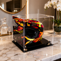 Vitrine d'exposition pour casque de moto en acrylique sur mesure, à fixer au mur ou sur table