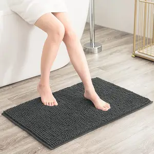 CF BCH05-GR Hot Selling Good Feedback Shaggy Bath Mat Soft Absorbent Non Slip Chenille Bathroom Carpet Mat