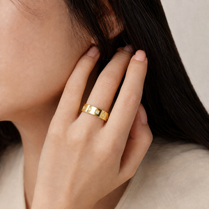 แหวนเซอร์คอนทรงสี่เหลี่ยม สแตนเลสสตีล ชุบทอง 14K แบบสุญญากาศ มีตัวเลือกสีทองและสีเงิน - Product Image 5