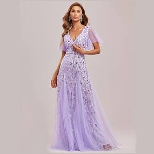 فستان سهرة بأفضل سعر مطرز بالخرز والترتر بتصميم كلاسيكي وبمقاسات كبيرة، مقاس 6 لوالدة العروس لحفلات الزفاف - Product Image 4