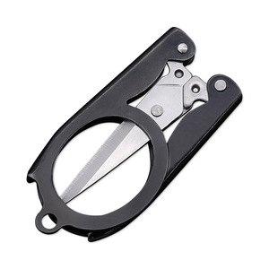 Folding Scissors Stainless Steel Black Portable Travel Outdoor Student Scissors Straight Head Home Use - Product Image 1
