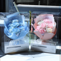 Bouquet miniature de fleurs de savon pour la Saint-Valentin, rose exquise, fleur artificielle, boîte cadeau, cadeau d'anniversaire pour petite amie, rose éternelle