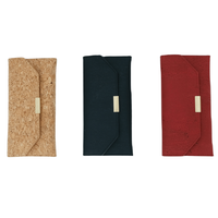 Dompet lipat tiga wanita grosir kustom dari gabus alami banyak slot kartu tombol tekan banyak kantong ramah lingkungan logo