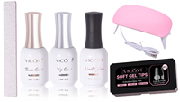Kit de 6 en 1 de capsules d'ongles en gel souple, 480 pièces, capsules en gel X demi-mates forme amande, mini lampe UV, base et top coat, colle à ongles, lime à ongles, kit de manucure pour la maison et le salon