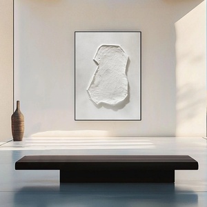 Art mural 3D vertical, art abstrait blanc Wabi, peinture sur toile, peinte à la main, pour la décoration moderne de la maison et des galeries - Product Image 2
