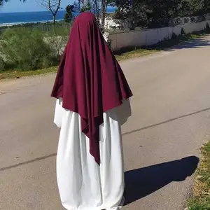 Khimar Jazz Crepe Solid, dua lapisan kualitas tinggi Muslim mode sederhana doa jilbab panjang pakaian Islami 2 Voiles Khimar