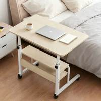 Table de Chevet Portable et Réglable avec Rangement, Multi-niveaux, Multifonctionnelle, en MDF avec Surface en Bois, pour Utilisation au Pied du Lit ou dans le Salon