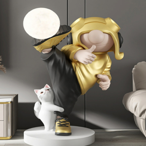 Lampes de statue de panda Kung Fu pour la décoration du salon, sculpture humanoïde, lampe sur pied, lanterne de football - Product Image 3