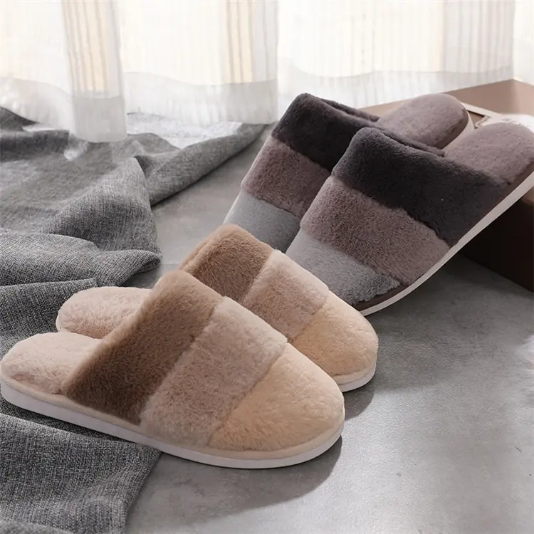 2022 Wholesale Home Slippers Woman Winter Warm Cotton Fluffy Slide Indoor memory foam Bed Slippers