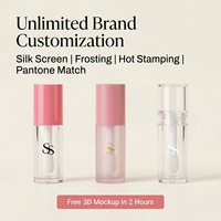 Tube de brillant à lèvres rond transparent vide de 5 ml avec applicateur Doe Foot Jumbo, 50 % PCR, écologique, capuchon rouge, grand pinceau, emballage personnalisé OEM en gros