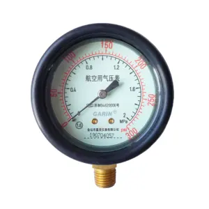 2MPA 300PSI NPT1/4 Aviation Pressure Gauge With Black Rubber Aviation Pressure Gauge Aviation Barometer