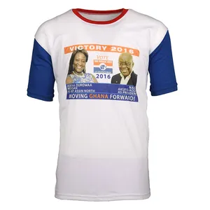 Barata de los hombres 100% poliéster cuello redondo Elección de manga corta Camiseta con logotipo personalizado anuncio regalos