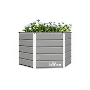 Jardinière carrée en acier gris clair 129 x 129 x 75 cm pour extérieur, pot de fleurs de jardin au design moderne et minimaliste - Product Image 1