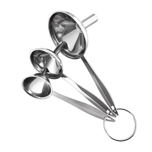 Juego de 3 embudos de acero inoxidable con mango largo para colar aceite y vino, uso en cocina, color plateado - Product Image 2