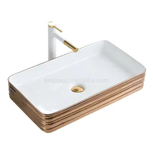 Manufacturer wholesale bathroom laboratory water vessel sink hand wash basin golden vanity sink