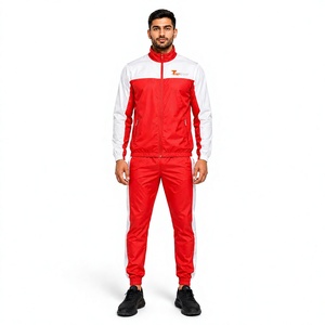 Ensemble de survêtement de course pour homme, coupe-vent, léger, respirant, tissu résistant au vent, veste zippée intégrale et pantalon assorti, deux pièces - Product Image 1