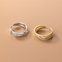 925 argent Sterling réglable ouvert forme géométrique cubique Zircon Knuckle bagues plaqué or bijoux de mode pour les femmes