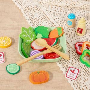 Juego de Imitación de Comida para Niños Pequeños, Bloques de Madera para Desarrollar Habilidades Sociales Imaginativas, Juguete de Cocina, Set de Ensalada Fresca - Product Image 3