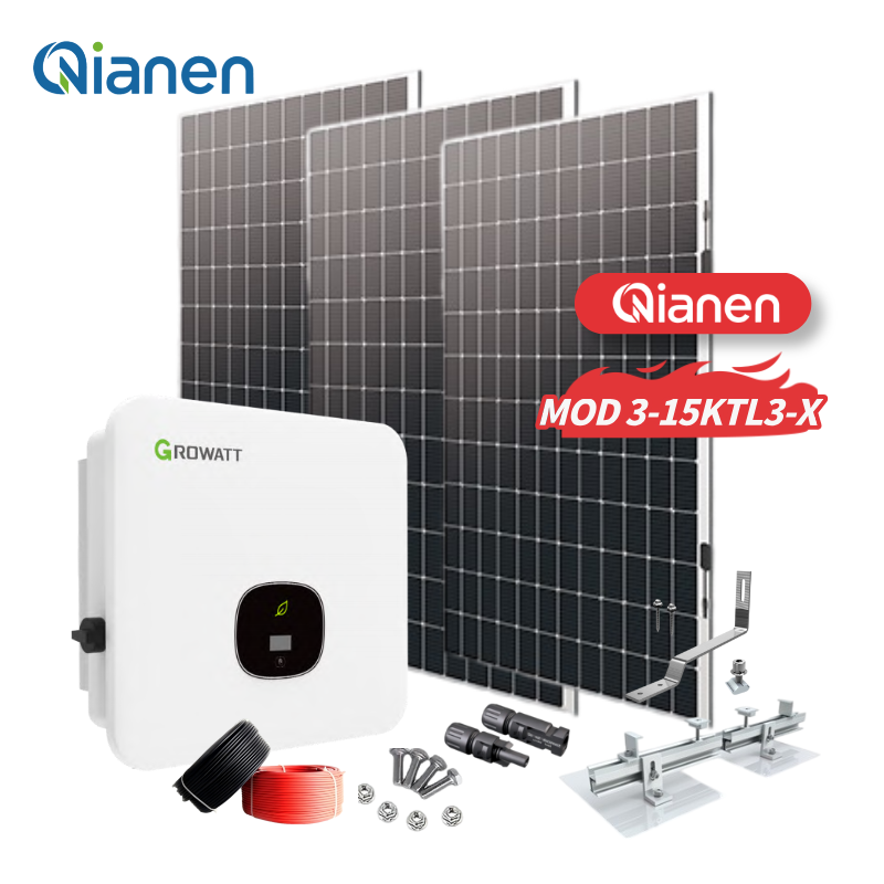 QIANEN <strong>15KW</strong> On-Grid <strong>Solar</strong> Power <strong>System</strong> Polycrystalline Silicon MPPT Controller Kits 3KW-<strong>15KW</strong> Home Use Grid Tied Inverter CE TUV