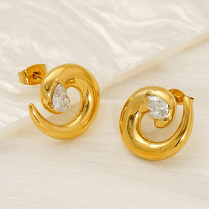 Zogxin Gold Plated Geometric Stud Earrings With Crystal For Women Party Jewelry - Product Image 4