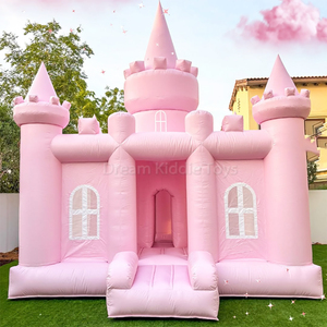 Château gonflable commercial rose en PVC avec souffleur, aire de jeux souple extérieure, château gonflable à sauter, toboggan, maison à rebondir - Product Image 5