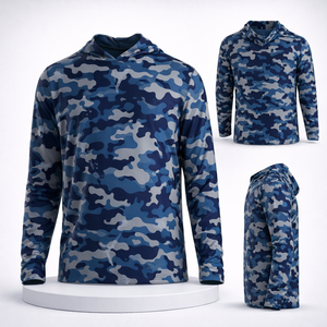 Diseño Personalizado de Ropa de Pesca con Protección Solar, Transpirable, de Secado Rápido, Ligera y Cómoda, Sudaderas con Capucha de Camuflaje para Hombre - Product Image 1