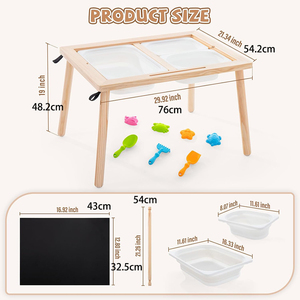 Table multifonctionnelle pour enfants en bois, <span class=keywords><strong>tables</strong></span> sensorielles avec 3 bacs <span class=keywords><strong>de</strong></span> rangement pour le salon - Product Image 2