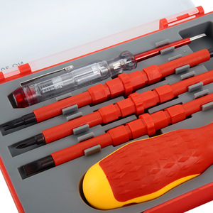 Multi Bit <b>Screwdriver</b> Set Flat Head Insulated Industrial Grade Plastic Handle Anti Slip Texture Rust Prevention Treatment - Product Image 2