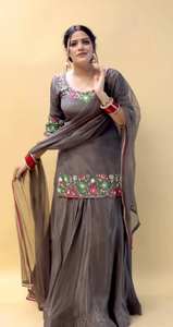 คอลเลกชันใหม่ชุดผ้าไหมซาตินเย็บอย่างเต็มที่ชุด lehenga และ dupatta ธรรมชาติบริสุทธิ์พร้อมที่จะสวมใส่สำหรับงานปาร์ตี้ - Product Image 3