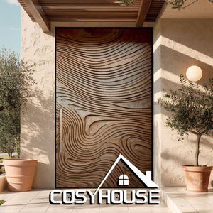 Porte de façade architecturale moderne avec panneau ondulé sculpté pour usage extérieur - Product Image 5