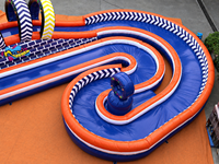 Parcours d'obstacles gonflable commercial en PVC, taille 16x8m, jeu de labyrinthe, location pour événements extérieurs, carnaval, parc d'attractions