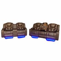 Modernes Heimkino-Relaxsofa-Set Elektrisches Leder-Sofa mit Luft- und Holzrahmen Ausziehbar Kühlend Massierend für Wohnzimmer