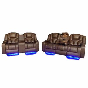 Modern Home Theater Recliner <b>Sofa</b> Set Electric Leather Air & Wood Frame Extendable Cooling Massage <b>for</b> Living Room - Product Image 6