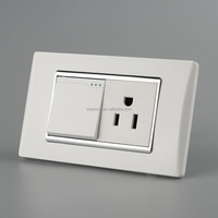 Amérique du sud mexique cadre argenté 2 gangs switch 1gang outlet wall switch socket