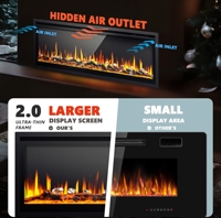 Cheminée électrique encastrée tendance avec contrôle par application, économe en énergie, flamme réglable 7 couleurs pour usage intérieur, hôtelier et extérieur