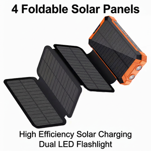 Batterie <span class=keywords><strong>solaire</strong></span> pliable 20000mAh avec 4 panneaux 6W, <span class=keywords><strong>chargeur</strong></span> sans fil 10W, charge rapide, batterie <span class=keywords><strong>solaire</strong></span> portable avec lumière LED - Product Image 3