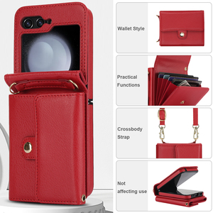 Funda Tipo Cartera con Correa Cruzada, de Cuero PU y TPU Híbrido, con Ranuras para Tarjetas, Resistente a Impactos, para Samsung <span class=keywords><strong>Z</strong></span> Flip 7 6 5 4 3 <span class=keywords><strong>Motorola</strong></span> <span class=keywords><strong>Razr</strong></span> 60 Ultra - Product Image 6
