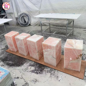 Dalle d'onyx rose naturel poli, translucide, grand format, marbre rose de luxe pour décoration murale et comptoir - Product Image 5