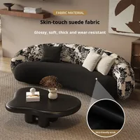 Canapé sectionnel de style rétro en suède imprimé avec rembourrage en éponge pour petit salon, salon de beauté, magasin de vêtements, canapé de réception
