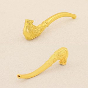 Portasigarette Antico Drago e Fenice Dorati, Set per Fumatori con Pipa Placcata in Oro, Oggetti Decorativi in Rame da Collezione, Guangdong - Product Image 4