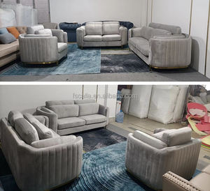 Sofá Curvo de Lujo Italiano para Sala de Estar, Muebles de Tocador para el Hogar, Juego de Sofás de Tela con Patas de Acero Inoxidable Dorado, Sofás Tapizados en Terciopelo - Product Image 6