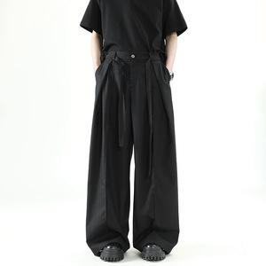 Pantalones Negros Casuales para Hombre, Ligeros, de Cintura Media, con Diseño Pintado de Verano, Estilo Montaña, Holgados, Rectos y de Pierna Ancha - Product Image 1