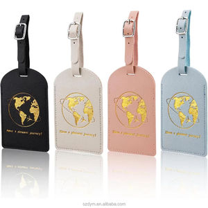 Etiqueta de equipaje de cuero PU de viaje personalizada, <span class=keywords><strong>identificador</strong></span> de etiqueta de <span class=keywords><strong>maleta</strong></span> con correa ajustable y cubierta de Protección de Privacidad - Product Image 1