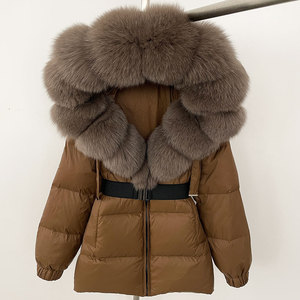 OFTBUY 2025 Nouvelle <span class=keywords><strong>Parka</strong></span> d'Hiver en Duvet de Canard Blanc pour <span class=keywords><strong>Femme</strong></span> <span class=keywords><strong>avec</strong></span> <span class=keywords><strong>Capuche</strong></span> en Véritable Fourrure de Renard, Veste <span class=keywords><strong>Imperméable</strong></span> à 90% Coupe-Vent Chaude et Épaisse, Manteau Court - Product Image 3