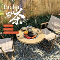 Table et chaise pliantes portables en métal pour l'extérieur, revêtement poudré, durables, imperméables, pour camping, excursions en voiture, barbecue au charbon de bois