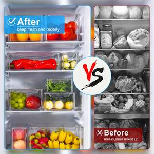 10 Pack BPA-Free Fridge Organizer Stackable Refrigerator Organizer <b>Bins</b> with <b>Lids</b> <b>Storage</b> Containers Clear for Fruit - Product Image 5
