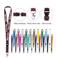 Lanière porte-outils en polyester à sublimation couleur intégrale 3/4 po avec boucle en plastique à dégagement rapide et mousqueton de sécurité – Porte-cartes de visite promotionnel